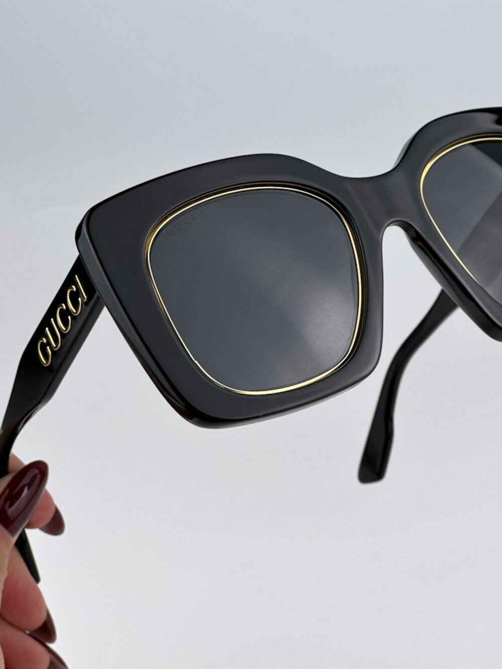 GUCCI GG1151S 001 BLACK CAT EYE OVERSIZED SUNGLASSES